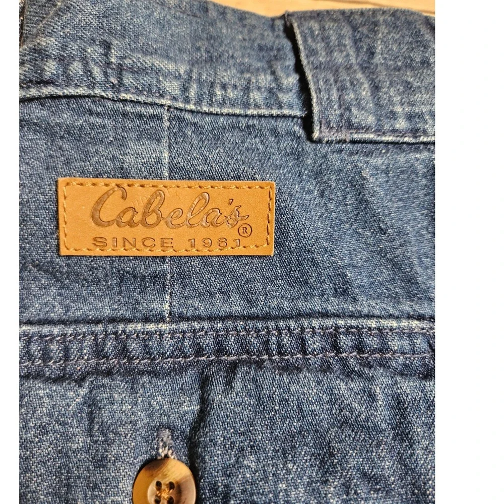 Cabelas Hiker Vintage High Waisted Cargo Jeans Wide Leg Denim Blue Pleated Sz 10